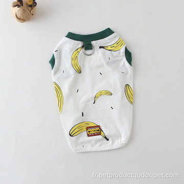 animal de compagnie bicolore imprimé banane dessin animé en coton extensible